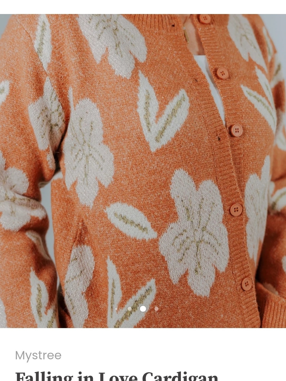 NWT Mystree Orange and White Floral Button Cardigan